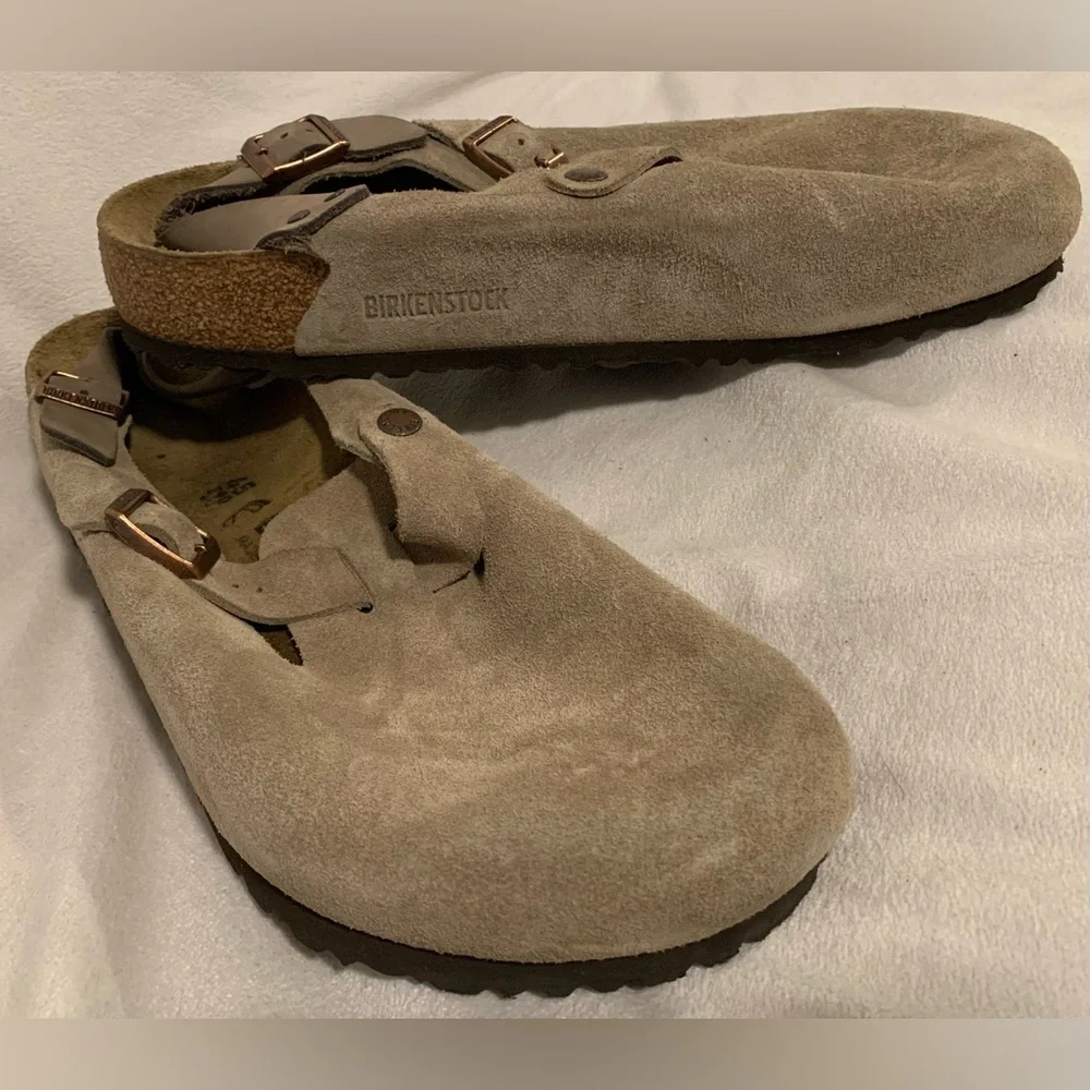 Birkenstock Tokio Men's Clogs Suede Leather Slide Sandal Taupe Size 45/12 - 12.5 - Picture 11 of 16